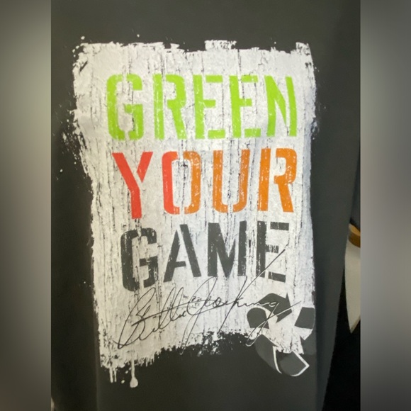 US Open Billie Jean King 100% Organic Cotton Green Your Game t-shirt size large - Picture 2 of 7